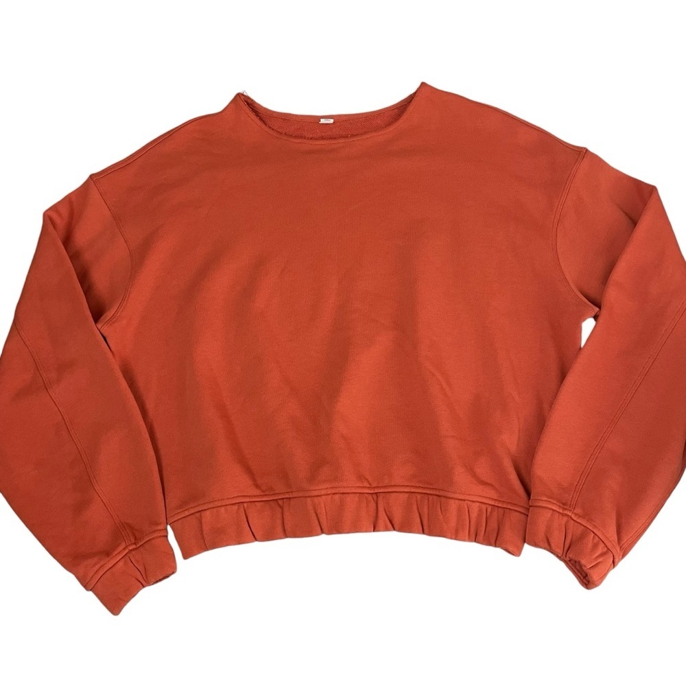 lululemon‎ Softstreme Perfectly Oversized Cropped Crew Sweatshirt Solar Orange - Picture 8 of 16